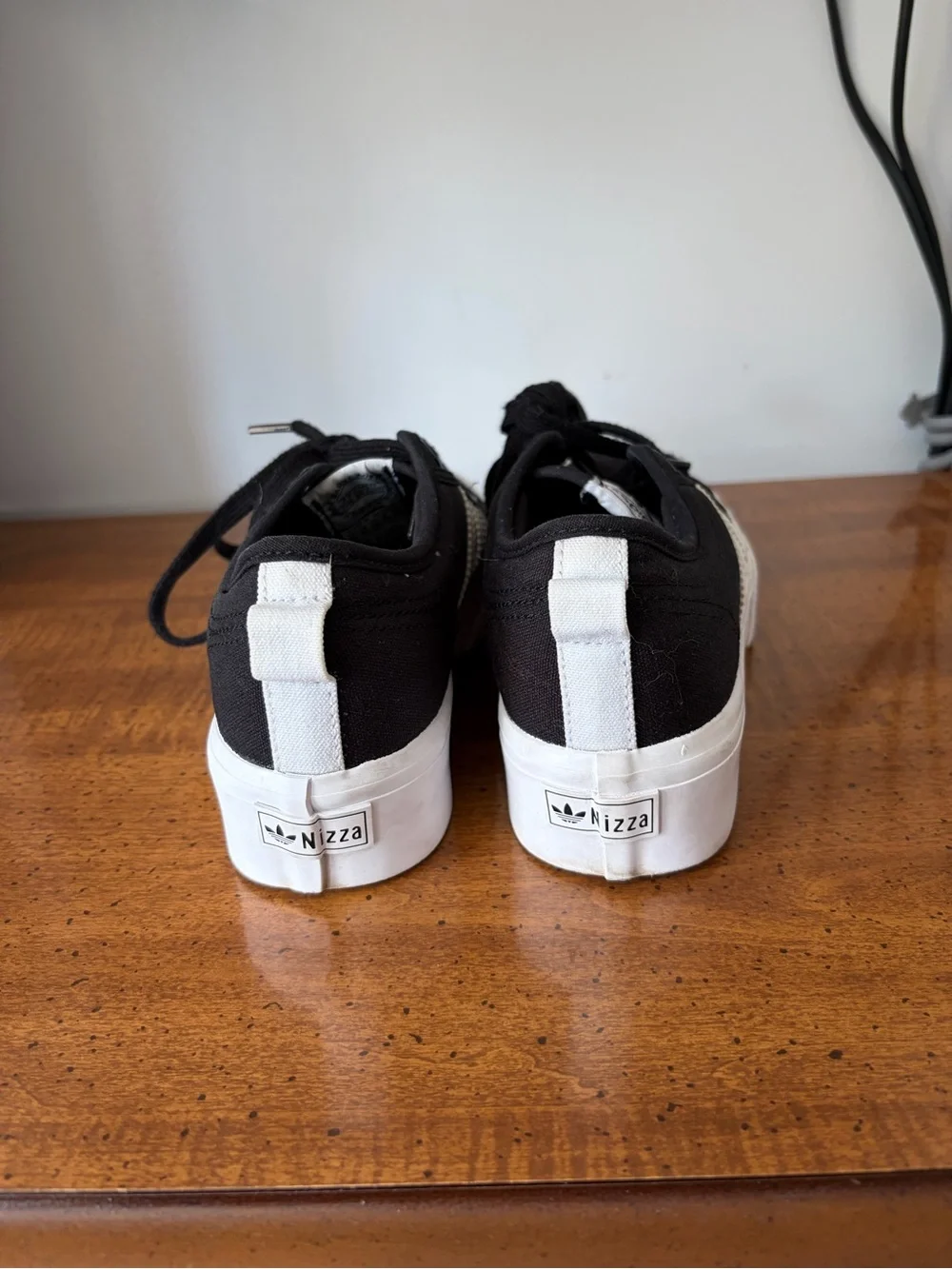 adidas Nizza Black and White Platform Canvas Sneakers